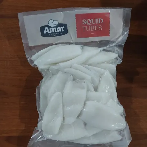 Packed IQF squid tubes